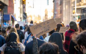 Image of Protest with caption #stophate